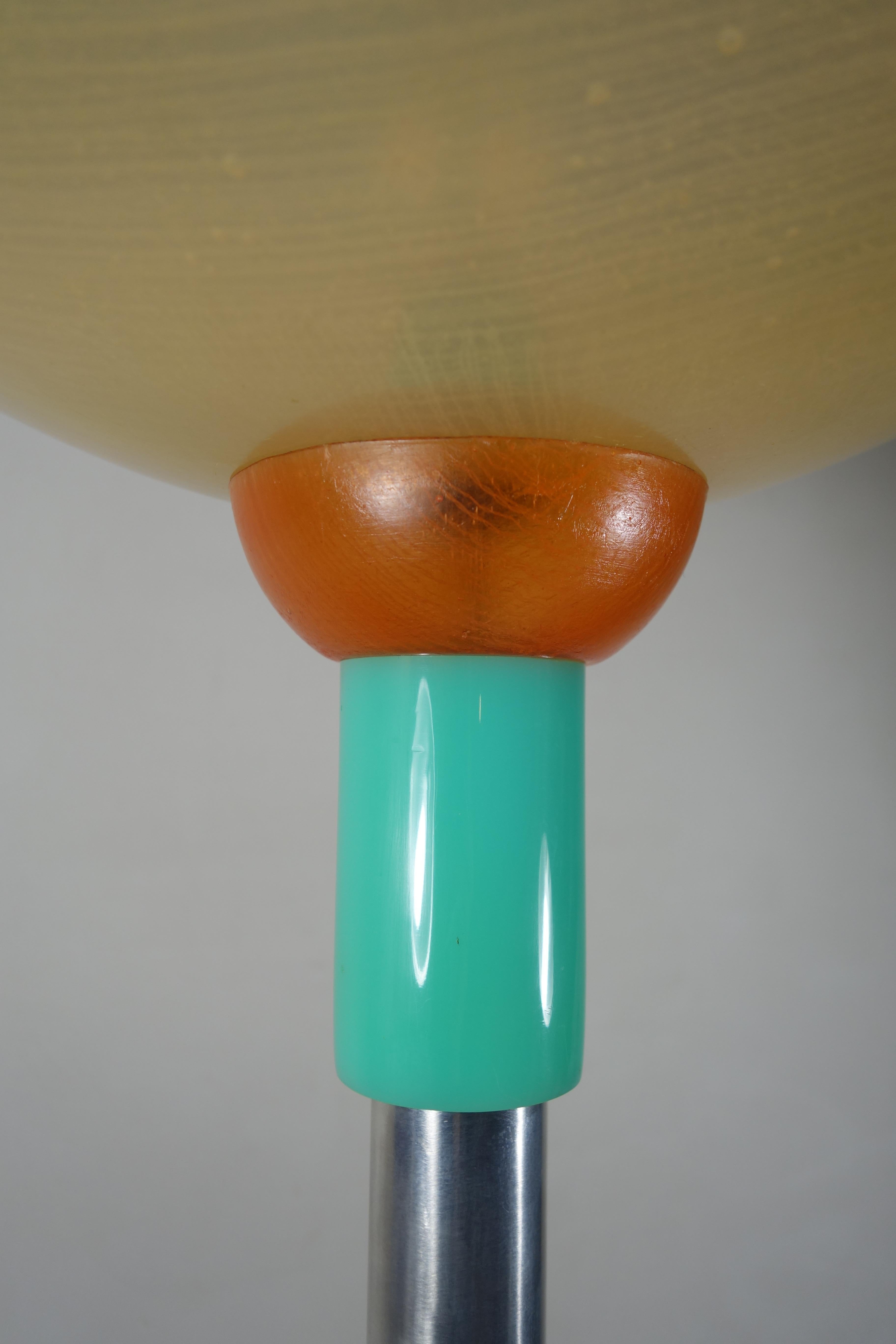 Post-Modern Resin, Chrome and Fiberglass Floor Lamp Postmodern Memphis Style by Steve Zoller For Sale