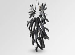 Resin Coral Fan Choker Necklace in Black Marble