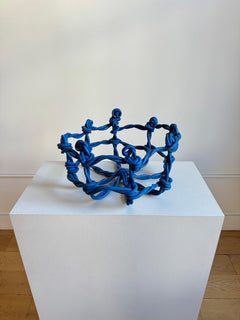 Panier décoratif en résine époxy bleue par Joseph Algieri