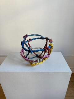 Panier décoratif en résine époxy multicolore par Joseph Algieri