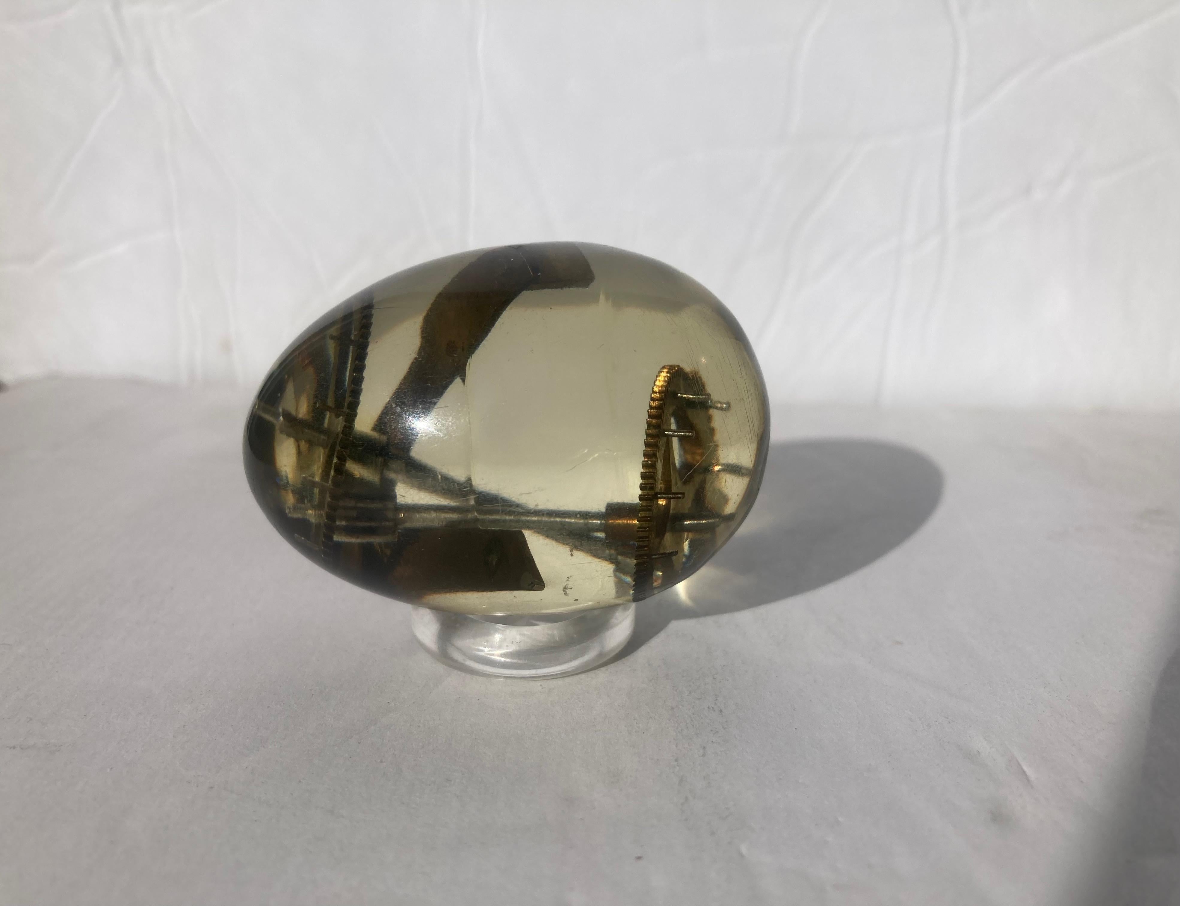 Unknown Resin Egg with Clock Parts on Pierre GIRAUDON  Sculpture /Ornament / Paperweight For Sale