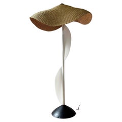Vintage Resin Floor Lamp with Woven Shade