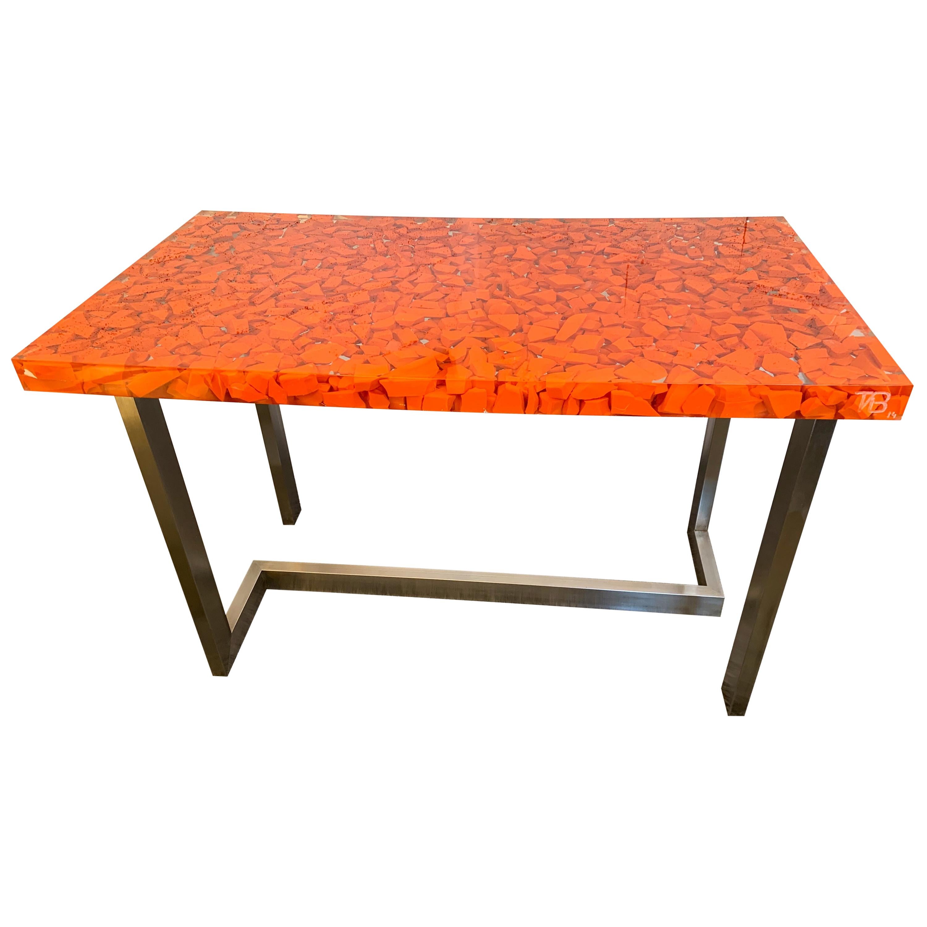 Resin Fractal Inclusion Console Table Desk by Thomas Brant, France, 2014