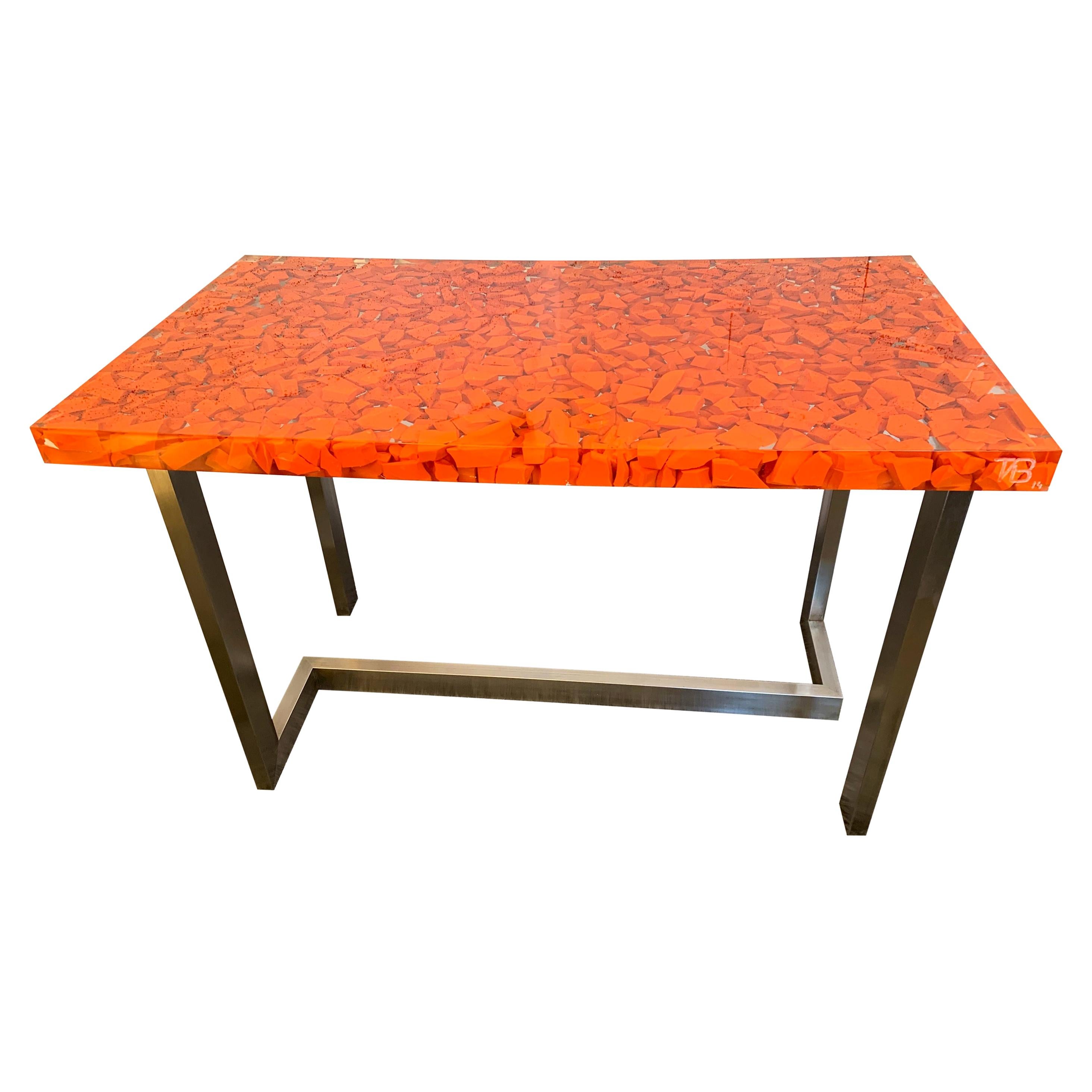 Resin Fractal Inclusion Console Table Desk by Thomas Brant, France, 2014 For Sale