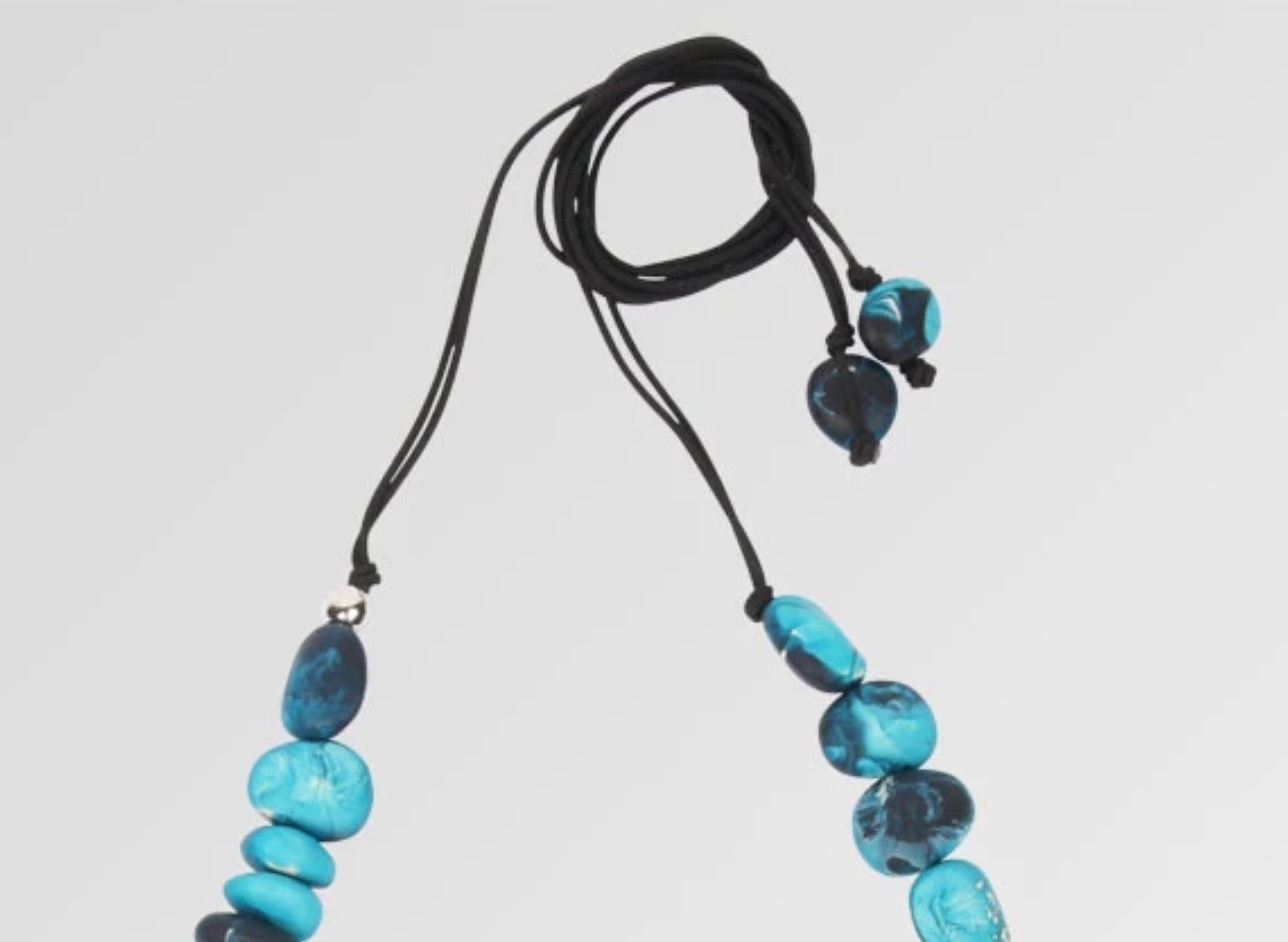 Contemporary Resin Half Earth Necklace in Moody Blue For Sale