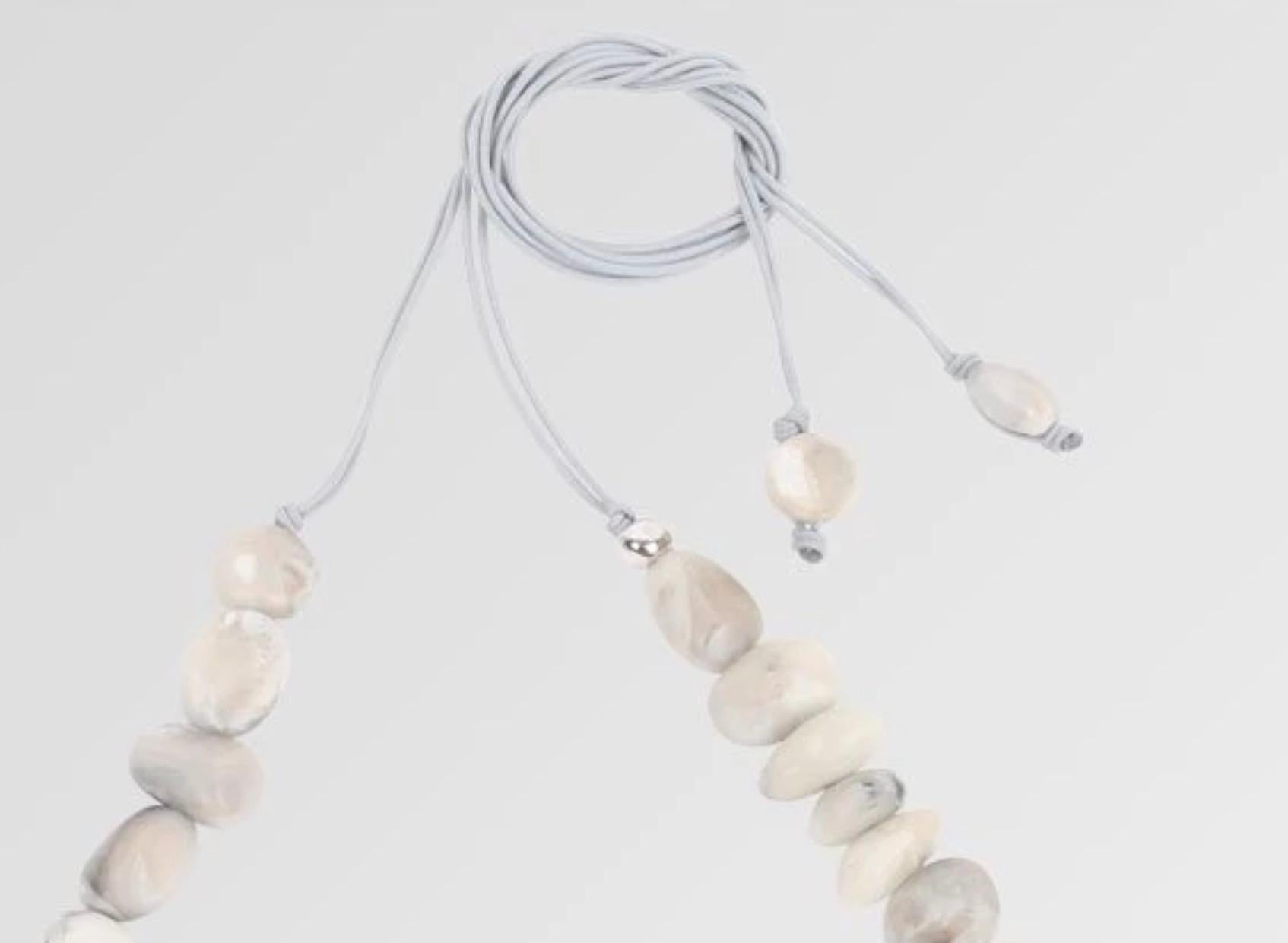 Contemporary Resin Half Earth Necklace in Sandy Pearl For Sale