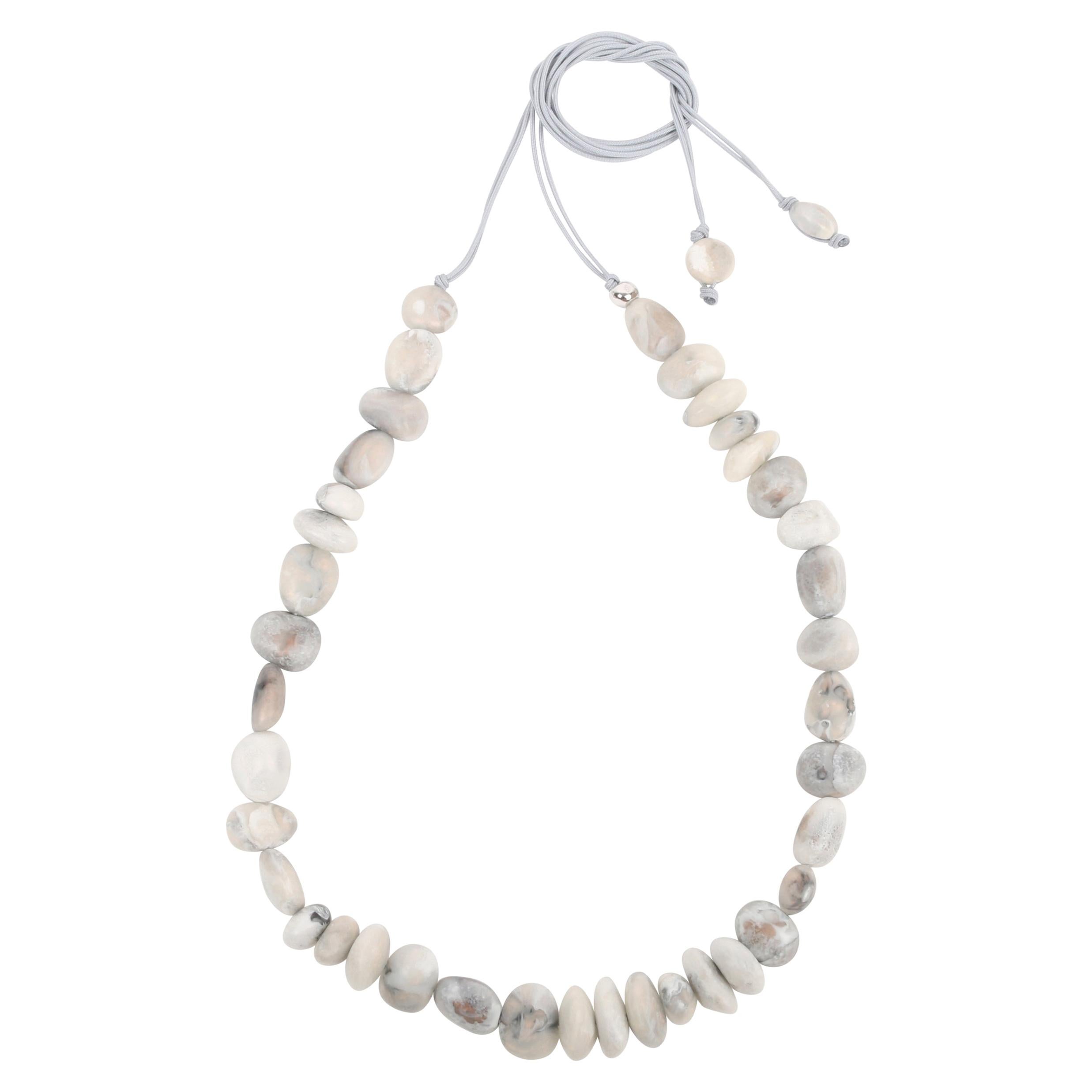 Resin Half Earth Necklace in Sandy Pearl For Sale