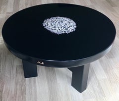 Resin Low Table with Bone Inclusion Signed Ado Chale, Belgium 1980