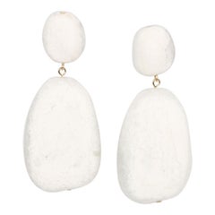 Resin River Rock 2 Drop Earrings in Swirl White & Clear