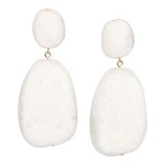 Resin River Rock 2 Drop Earrings in Swirl White & Clear