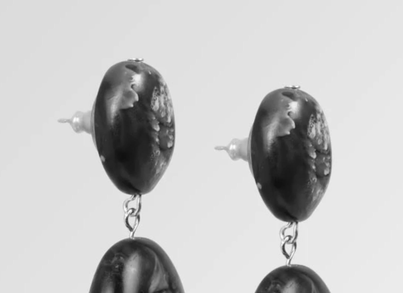 Women's Resin River Rock 2 Drop Earrings in Tortoiseshell For Sale