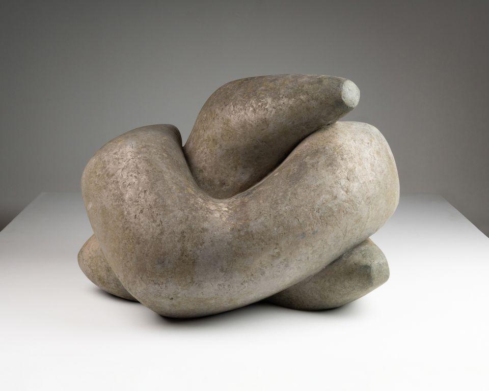 This sculptural work by Patricia Rowland (b. 1929), crafted in England circa 1970, is a compelling example of British postwar abstraction. Made entirely of resin, the piece presents an organic yet architectural form that plays with shadow,