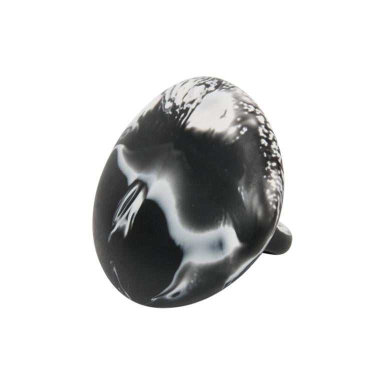 Resin Stone Ring in Black Marble For Sale