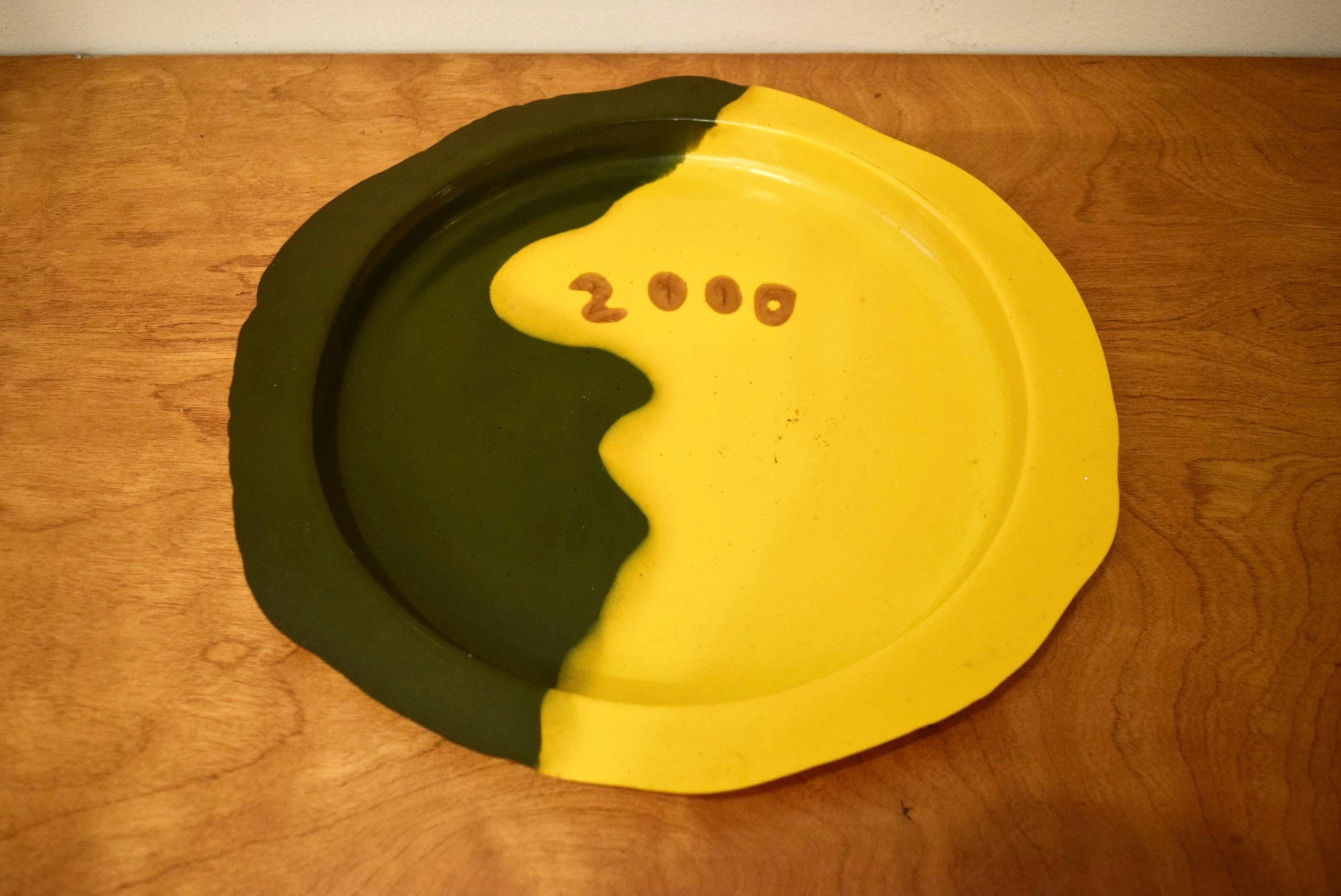 Yellow and green resin tray by Gaetano Pesce marked 
