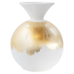 Resin Vase White Gold Leaf Handmade in Portugal by Lusitanus Home
