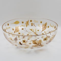 Resin with Floral Inclusions Decorative Bowl Centerpiece