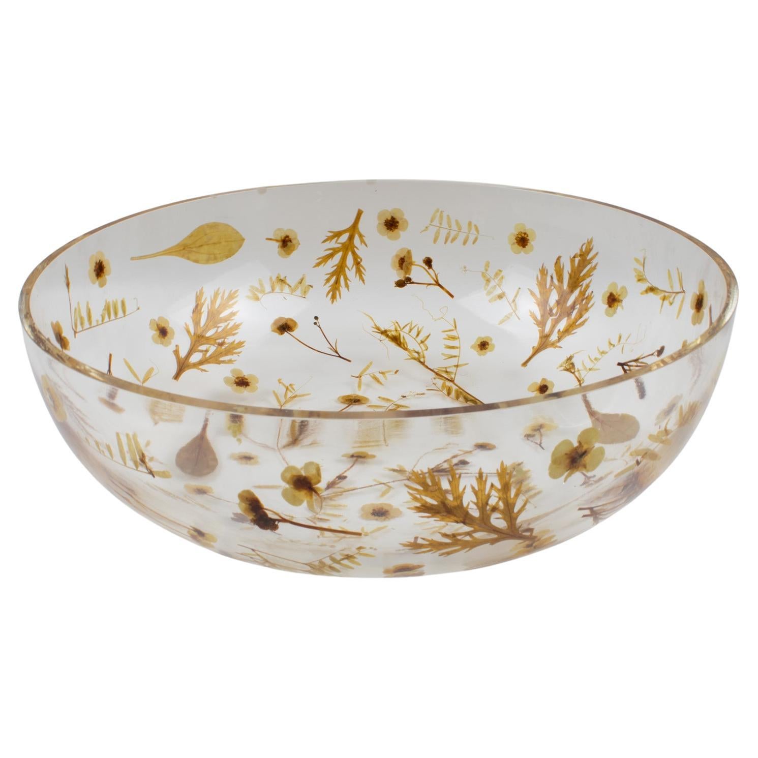Tazón decorativo de resina con inclusiones florales Centro de mesa
