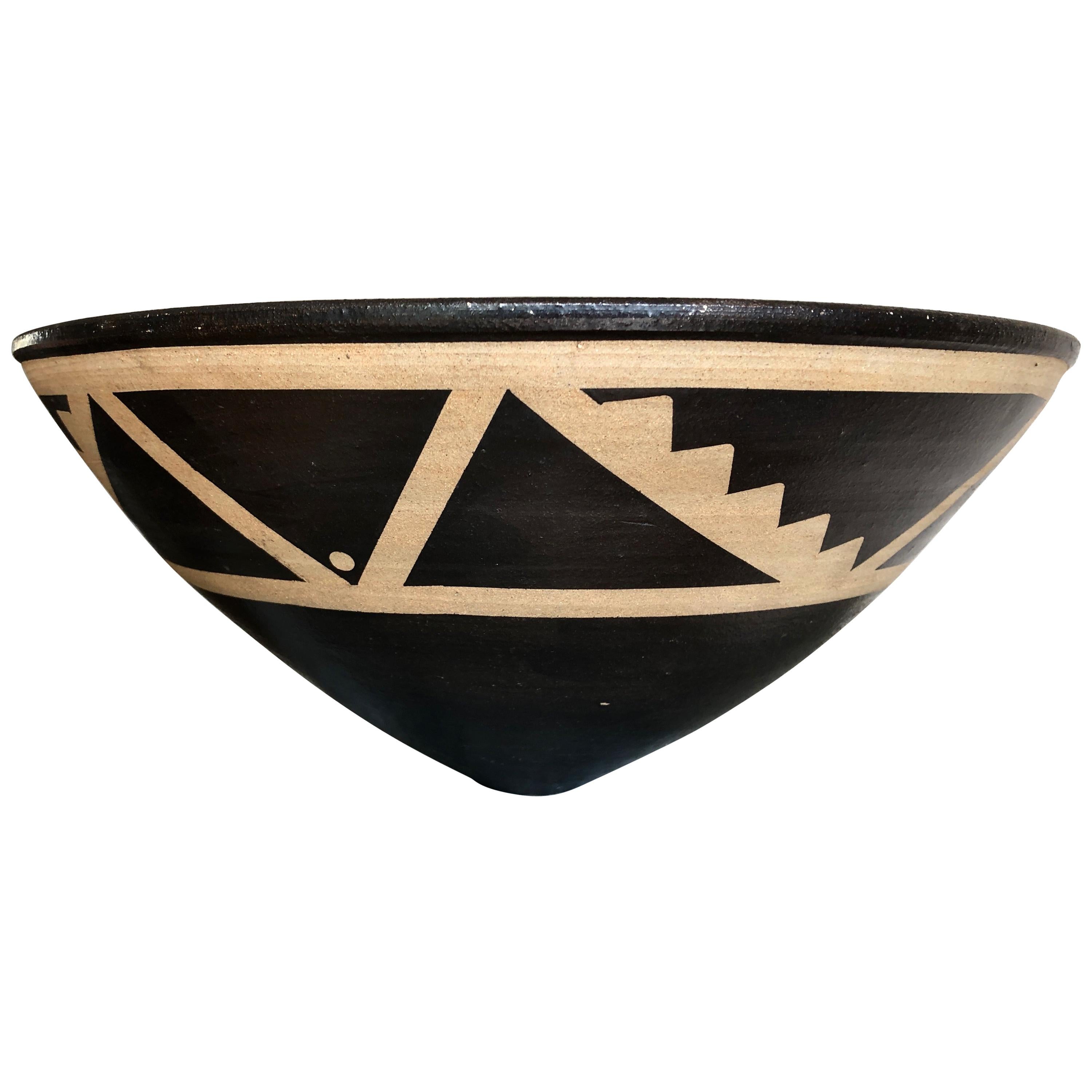 Resist Decorated Stoneware Bowl by Jason Wason For Sale