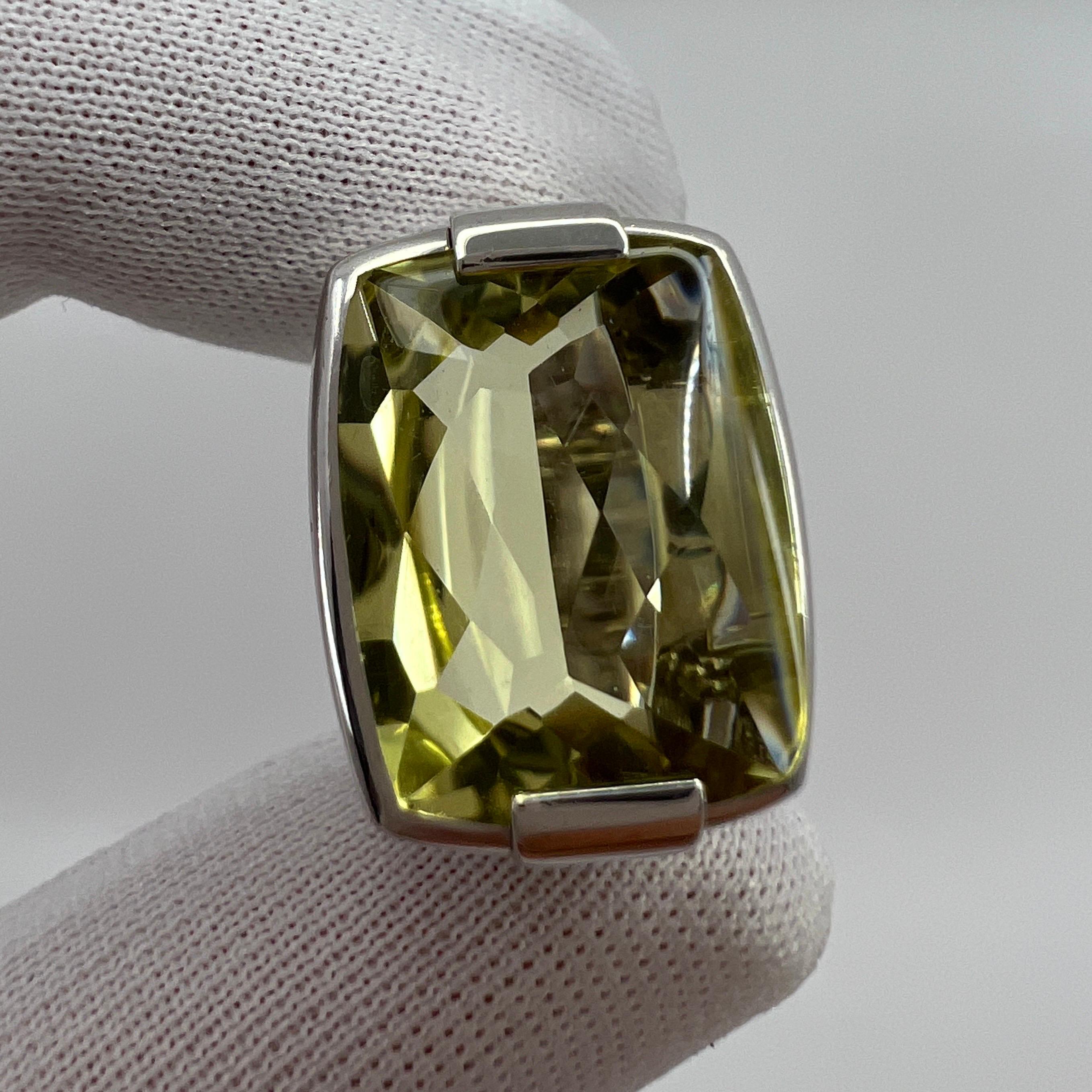 Taille coussin Resizing charge* Bvlgari Allegra Yellow Citrine Lemon Quartz 18k White Gold Ring en vente