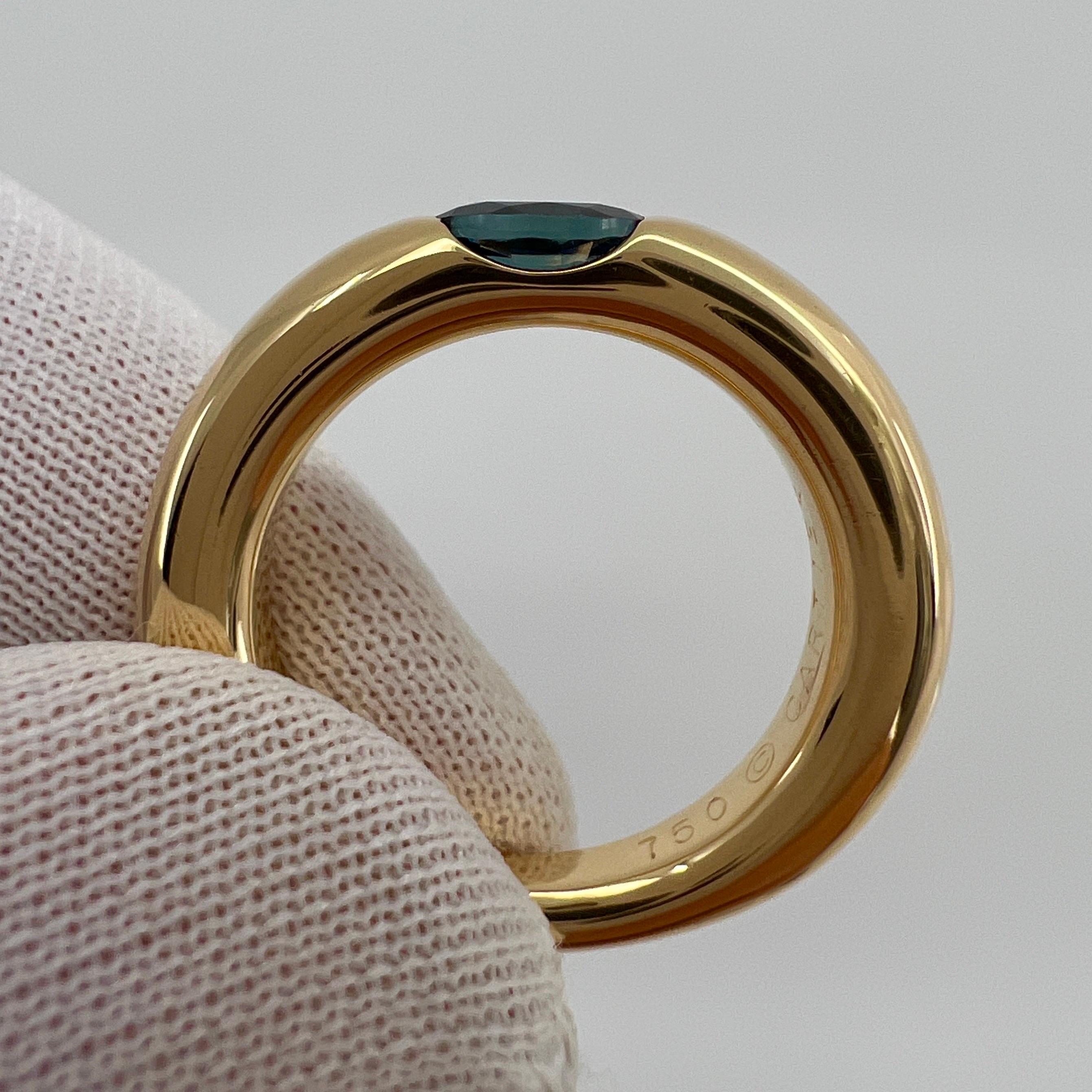RESIZING CHARGE Cartier Blue Sapphire Oval Ellipse 18k Gold Solitaire Ring 5