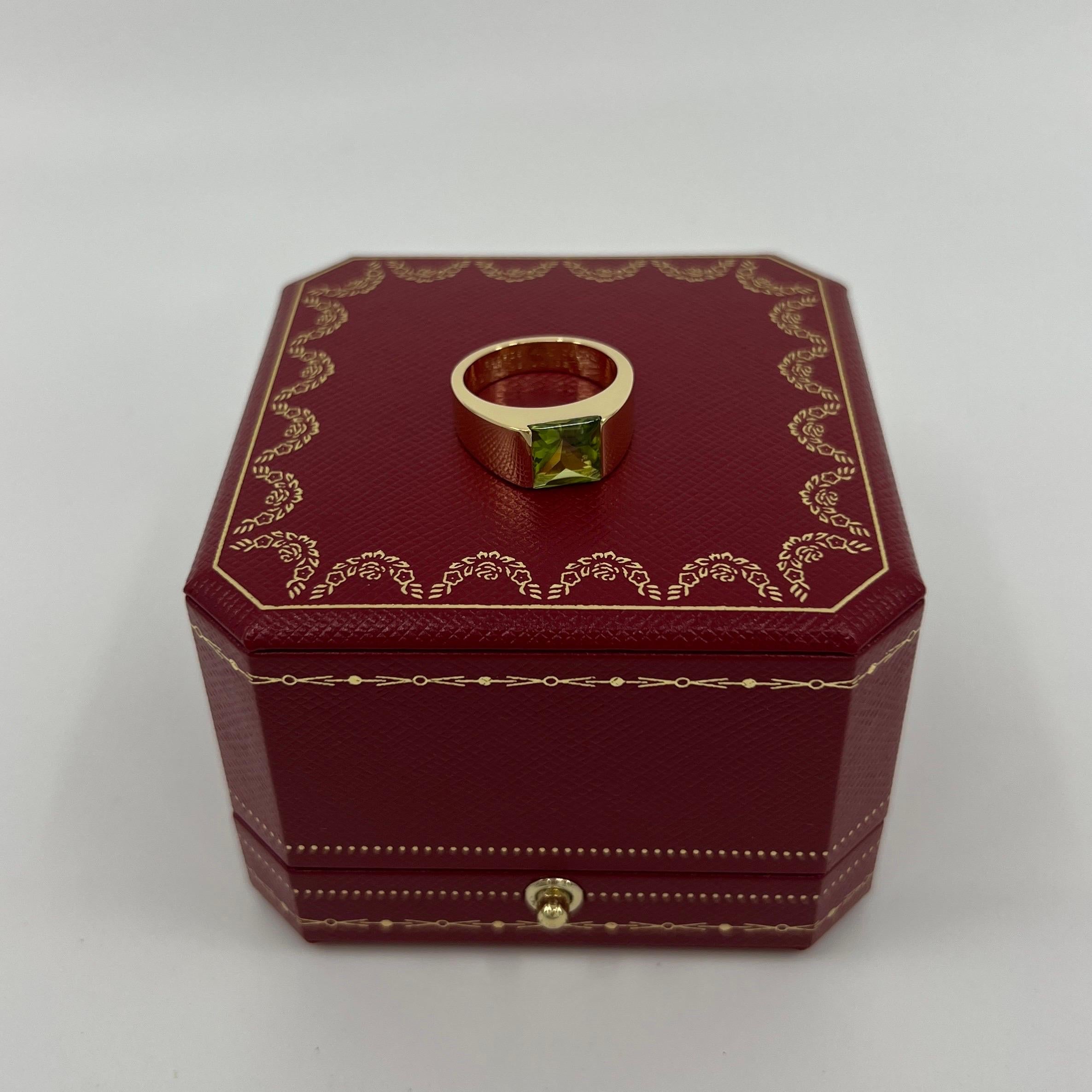 RESIZING CHARGE FOR Cartier Large Vivid Green Peridot 18k Yellow Gold Tank Band In Excellent Condition In Birmingham, GB