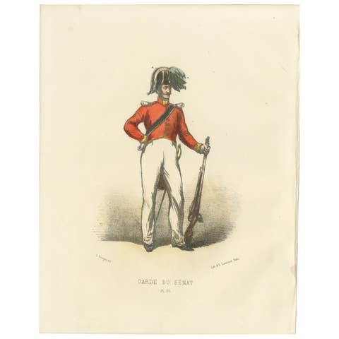 Resolute Protector: Handcolored Print of a Senate Guard, Plate 35, 1862