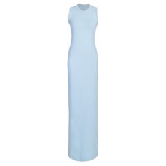 Resort 1972 Halston Sky Blue Sleeveless Cashmere Sweater Gown
