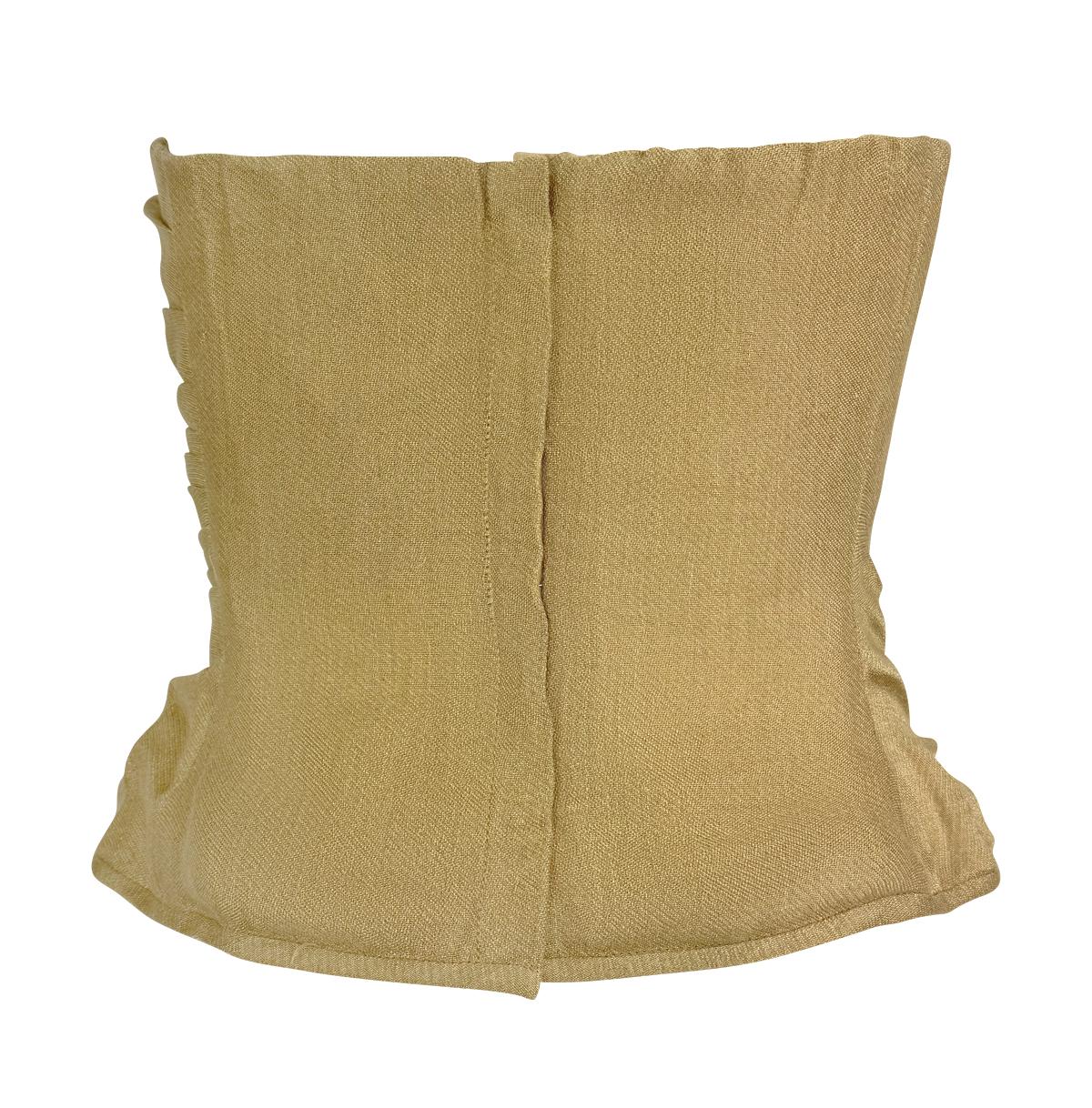 Women's or Men's Resort 1992 Donna Karan Runway Gold Linen Lurex Metallic Strapless Bustier Top For Sale