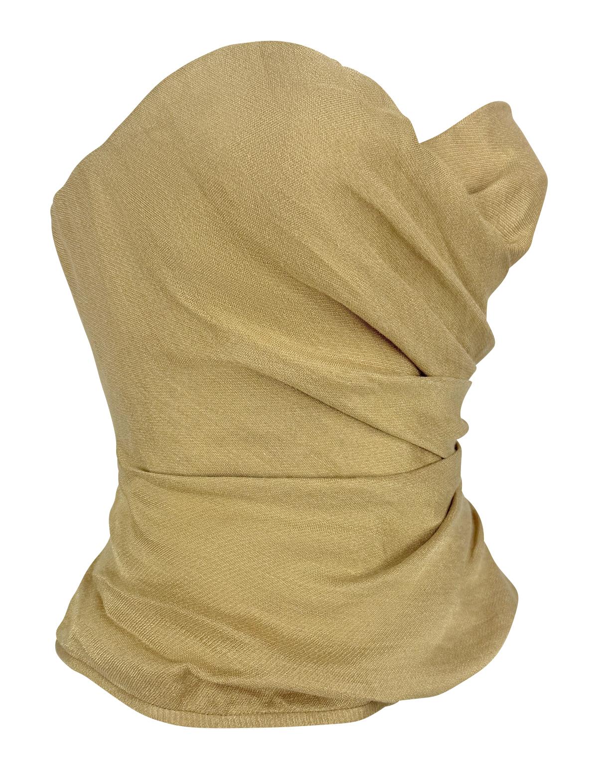Resort 1992 Donna Karan Runway Gold Linen Lurex Metallic Strapless Bustier Top For Sale 2