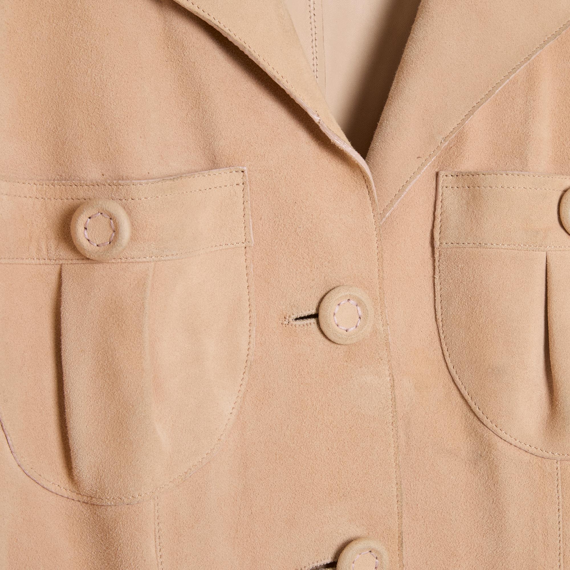 Women's Resort 2000 Galliano FR38 Light Peach Suede Bar Jacket US8