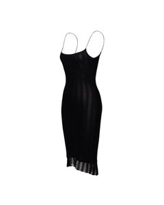 Resort 2000 John Galliano Black Openwork Knit Knee-Length Slip Dress