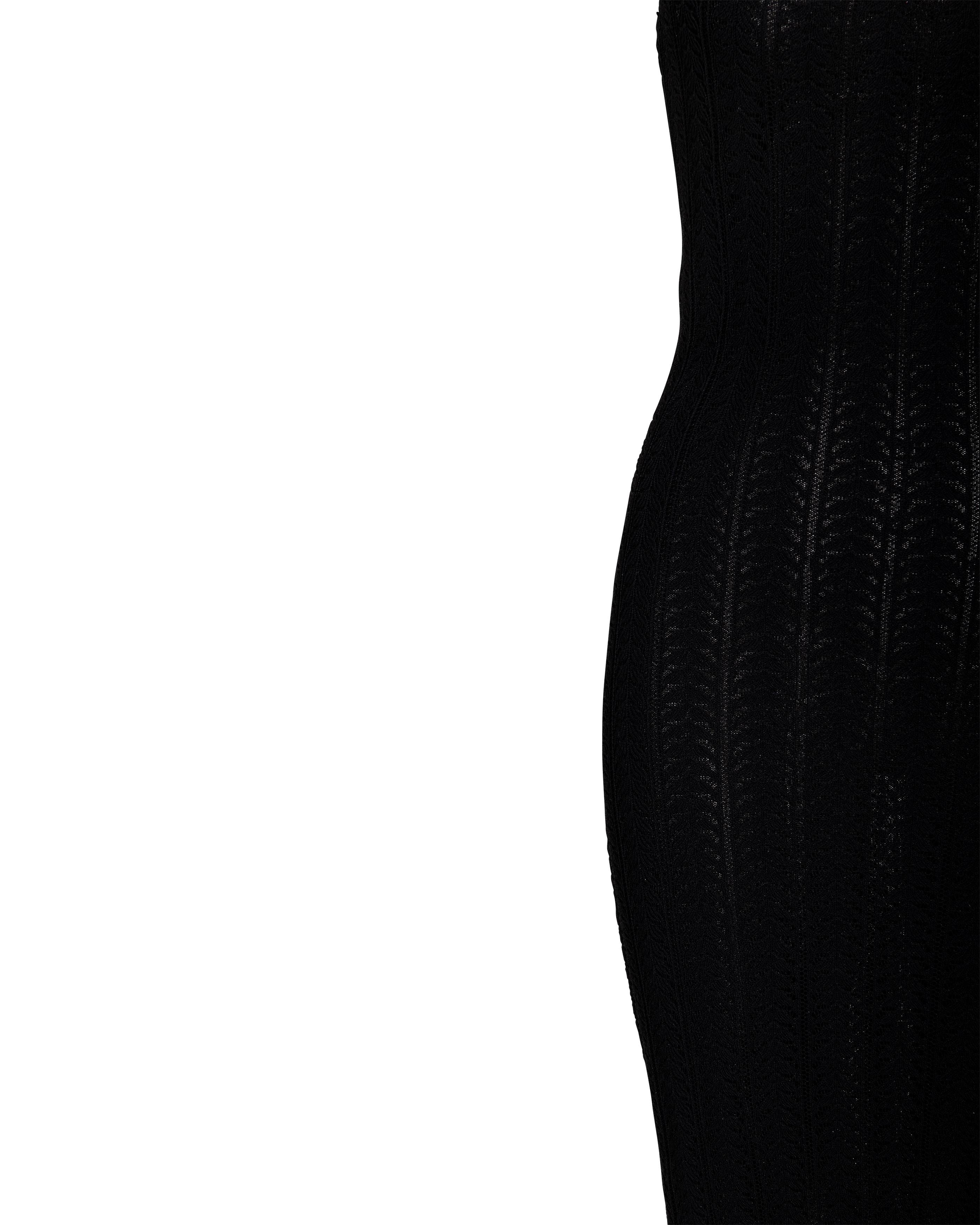 Resort 2000 John Galliano Black Openwork Knit Knee-Length Slip Dress For Sale 2