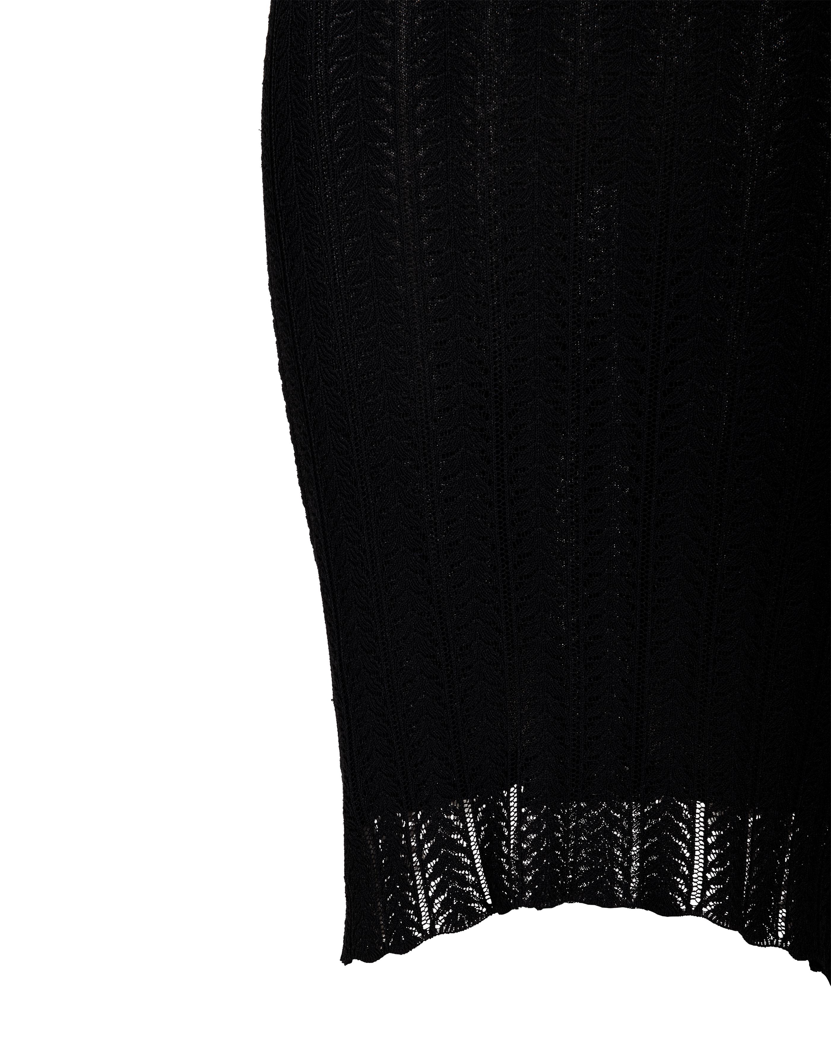 Resort 2000 John Galliano Black Openwork Knit Knee-Length Slip Dress For Sale 3