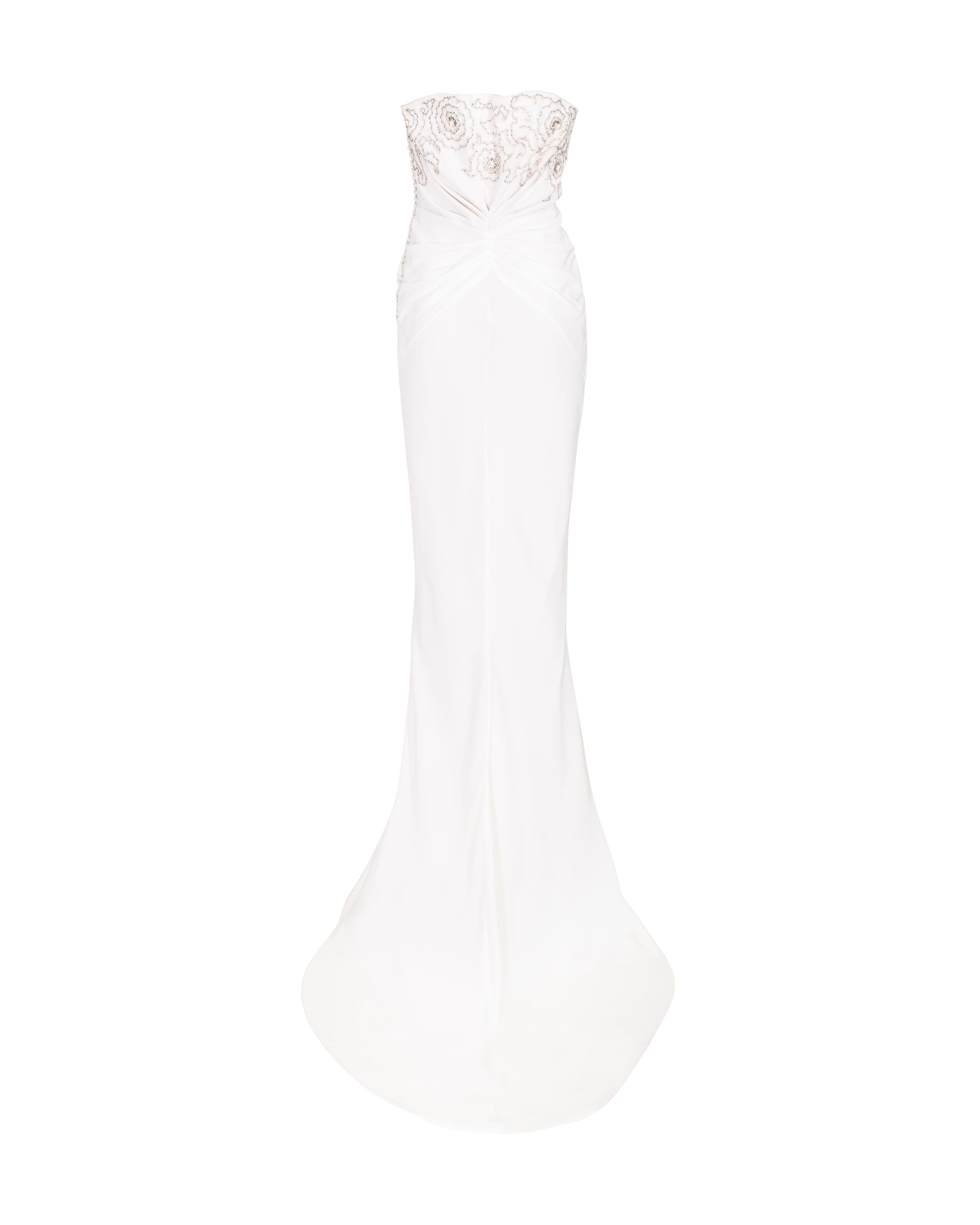 Women's Resort 2008 Christian Dior White Strapless Gown with Glass Embellished Bust
