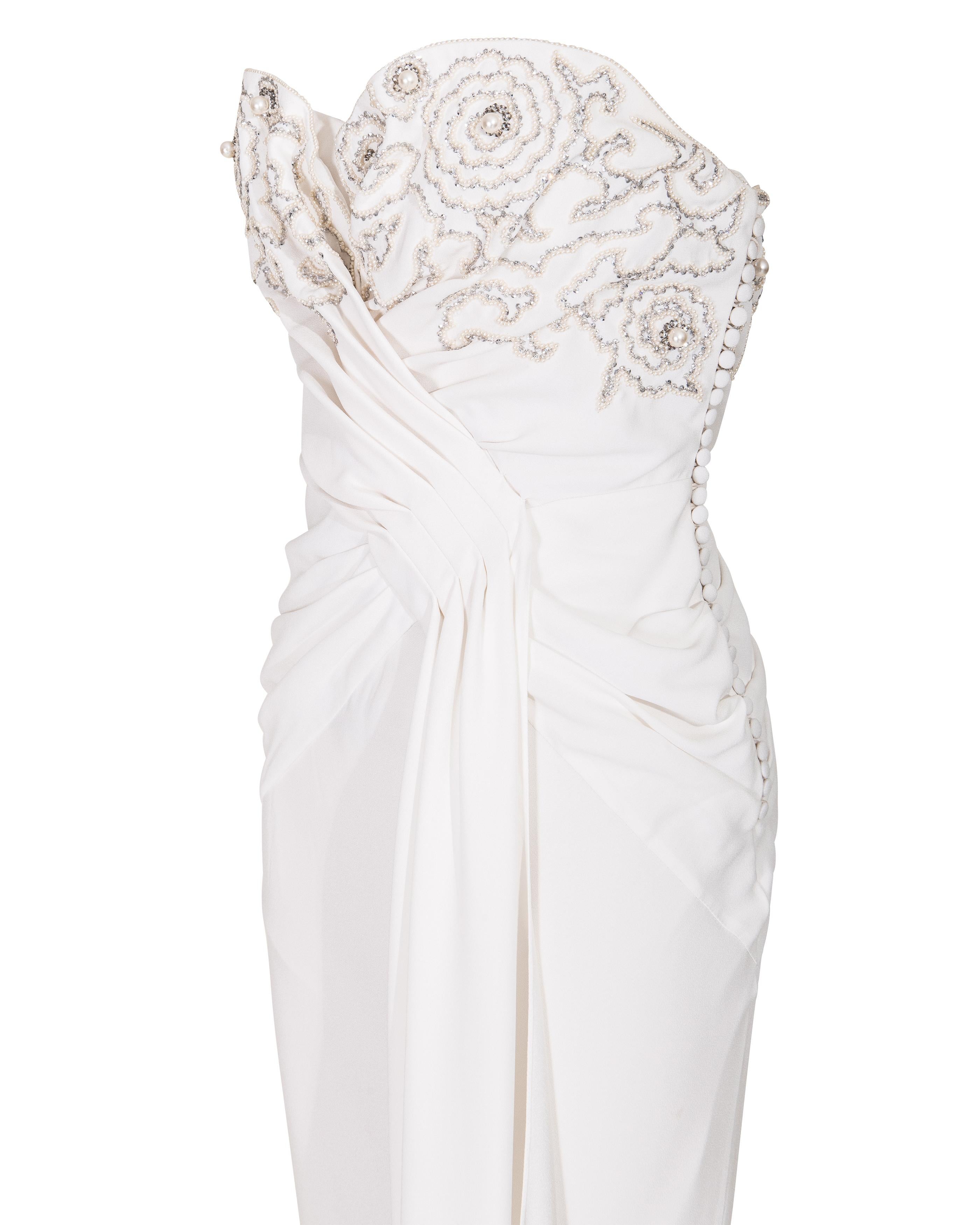 Resort 2008 Christian Dior White Strapless Gown with Glass Embellished Bust 2