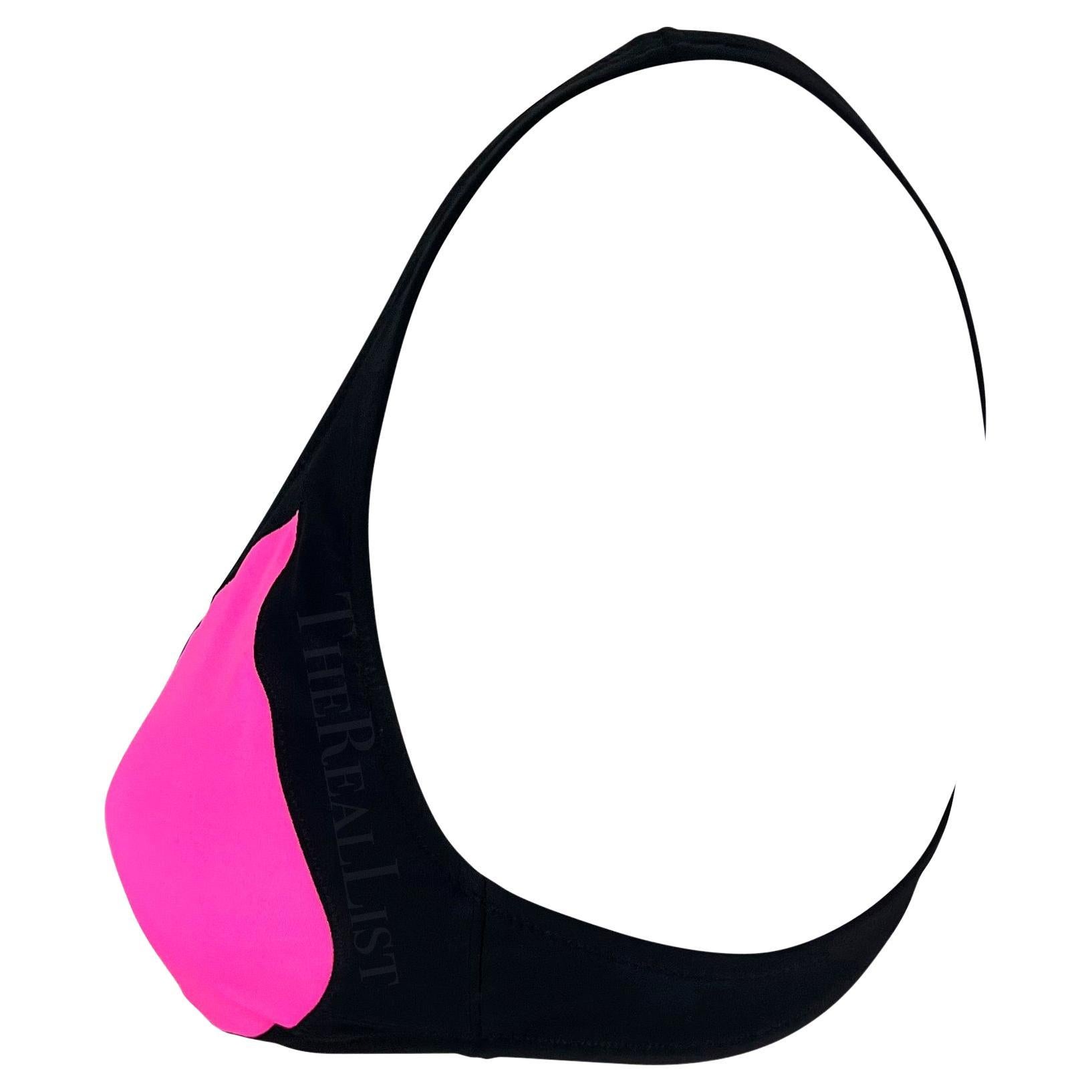Resort 2009 Alexander McQueen Black Hot Pink Bralette Bikini Top In Excellent Condition For Sale In West Hollywood, CA