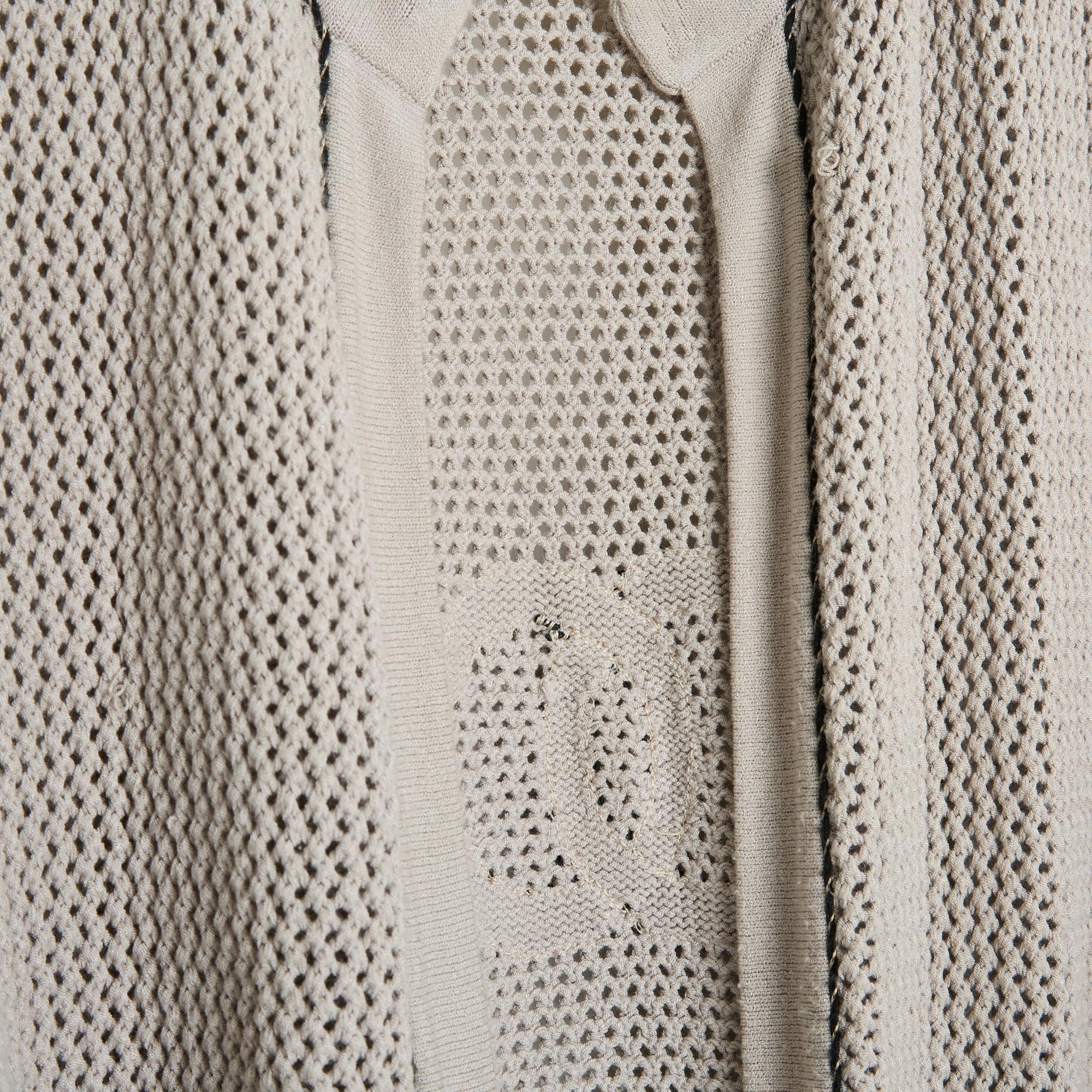 Resort 2009 in Miami Chanel CC Maxi Beige Baumwoll-Strickjacke Jacke aus Baumwolle US12 im Zustand „Gut“ im Angebot in PARIS, FR