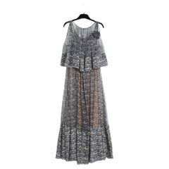 Resort 2011 Chanel Scripted silk Camelia Dress Navy FR36