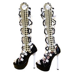 Resort 2011 NEW VERSACE LACE UP PATENT LEATHER PLATFORM SANDAL BOOTS 36 - 6