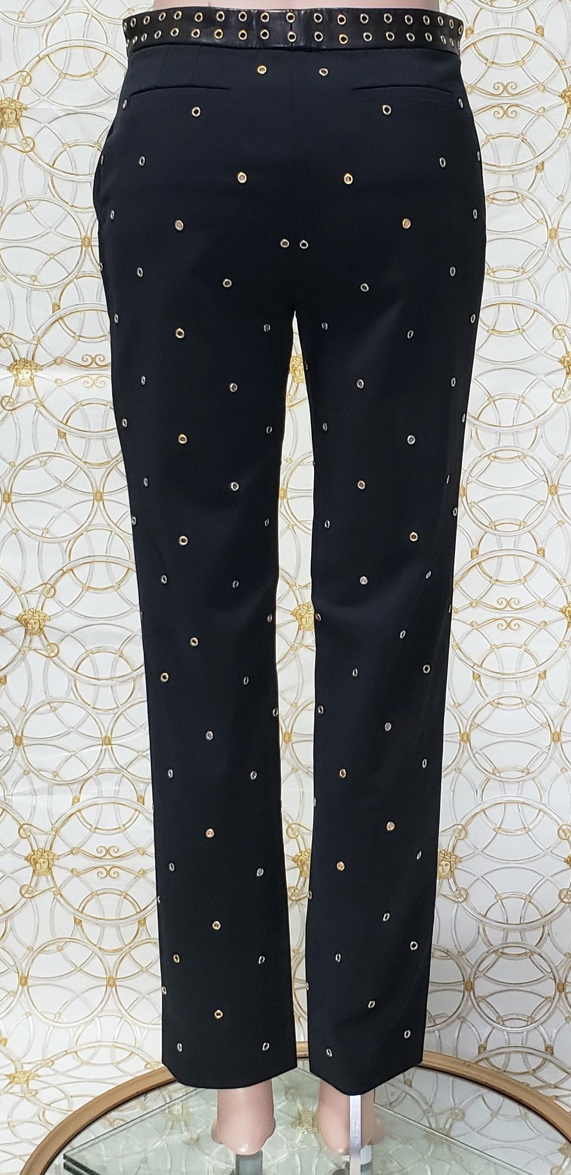 Women's Resort 2012 Look # 5 VERSACE BLACK STRETCHY PANTS with RIVETS size 38 - 2 For Sale