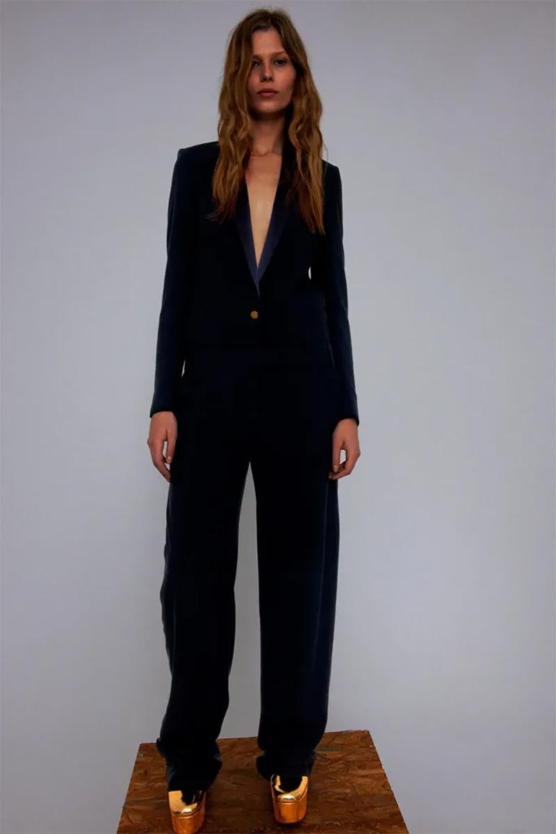 Resort 2012 Old Celine by Phoebe Philo Black Tuxedo Jumpsuit In Excellent Condition In North Hollywood, CA