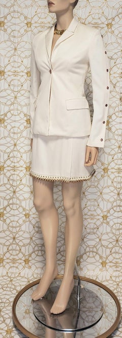 Resort 2013 look #1 NEW VERSACE OFF WHITE COTTON SKIRT SUIT