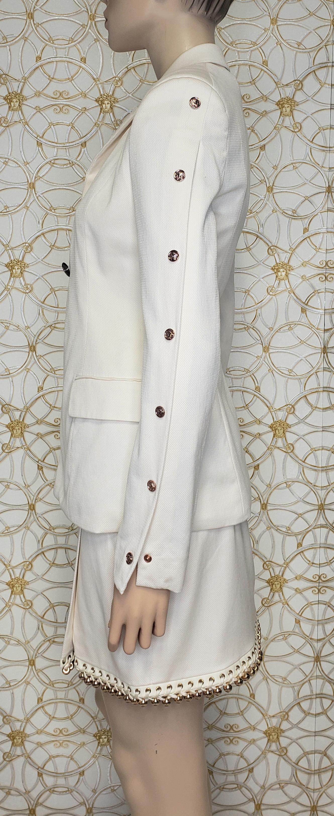 Women's Resort 2013 look #1 NEW VERSACE OFF WHITE COTTON SKIRT SUIT For Sale