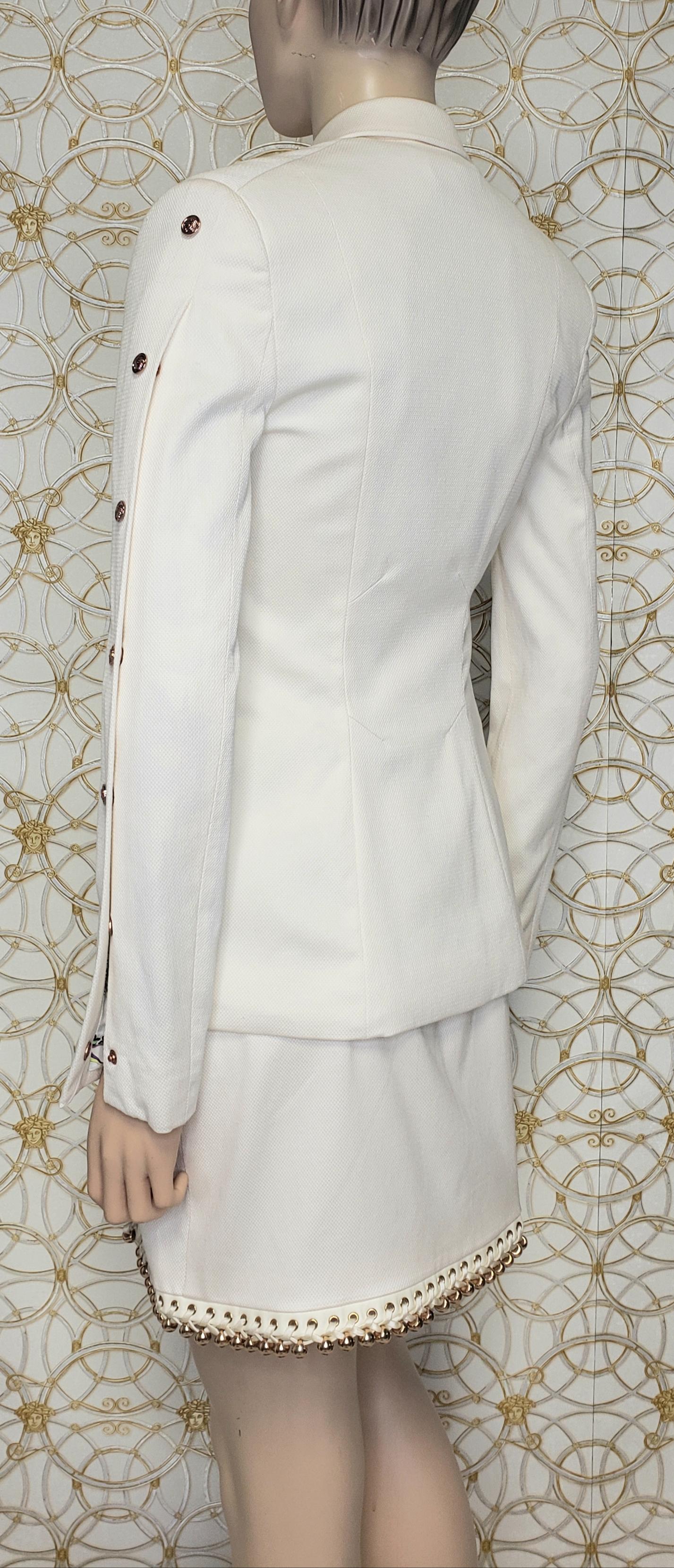 Resort 2013 look #1 NEW VERSACE OFF WHITE COTTON SKIRT SUIT For Sale 1