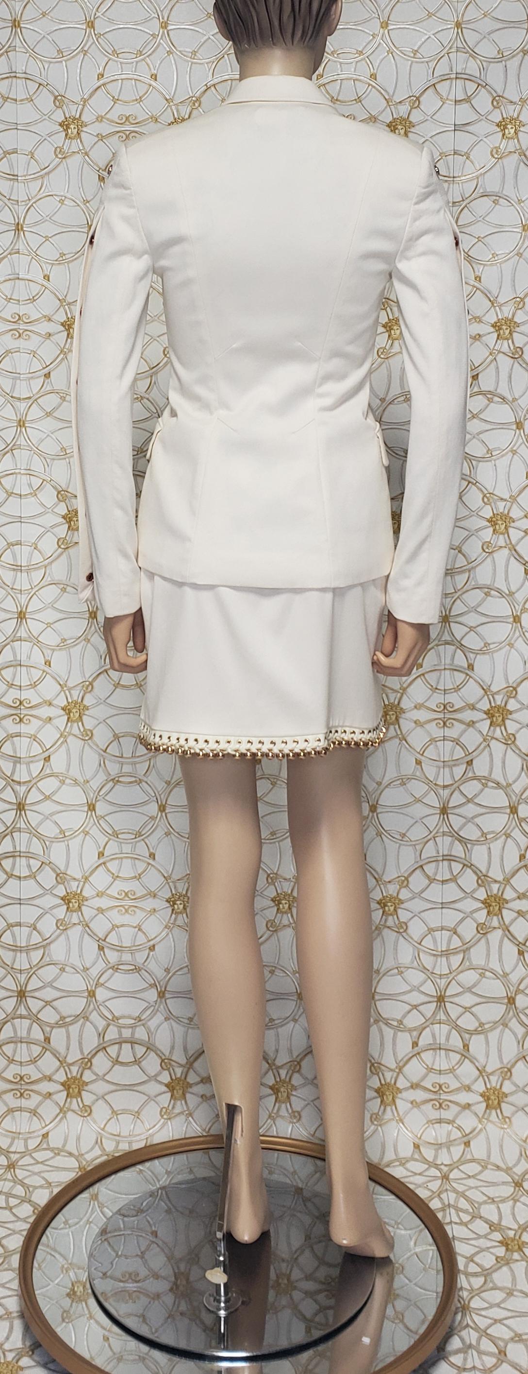 Resort 2013 look #1 NEW VERSACE OFF WHITE COTTON SKIRT SUIT For Sale 2