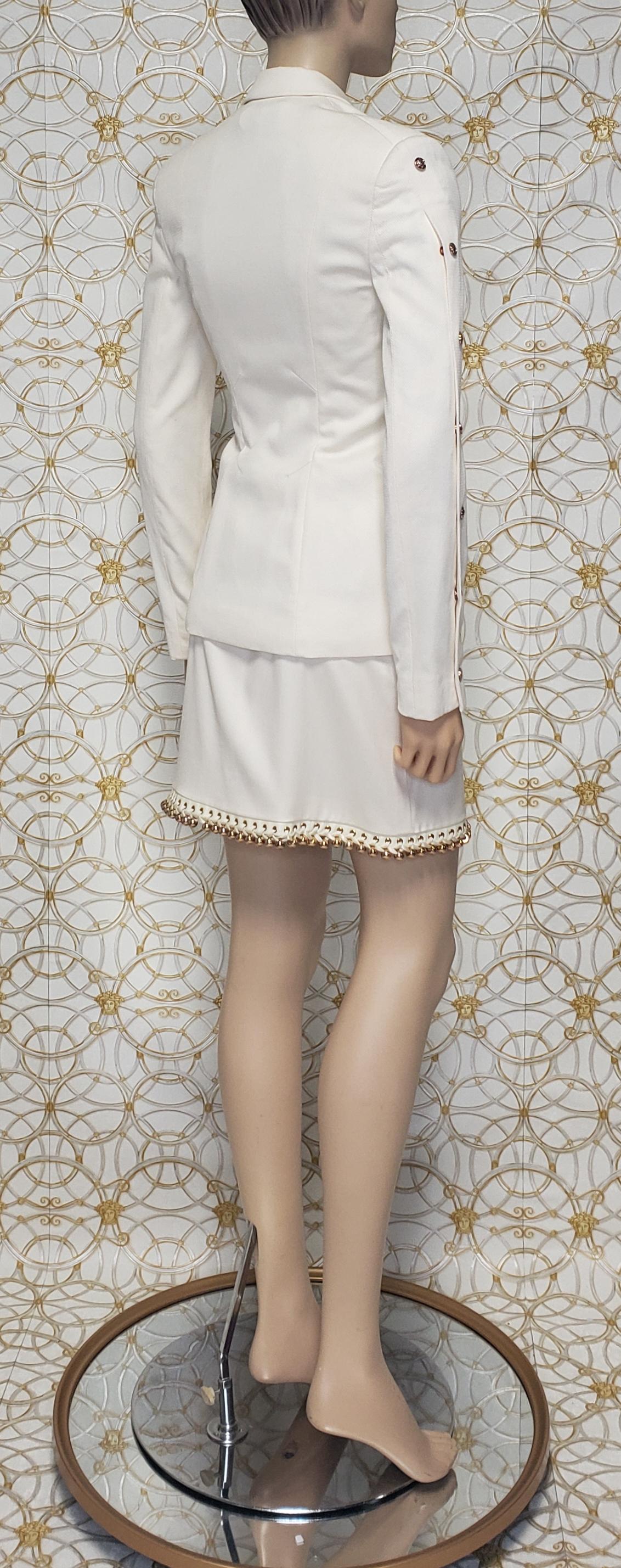 Resort 2013 look #1 NEW VERSACE OFF WHITE COTTON SKIRT SUIT For Sale 3