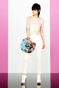 Resort 2013 Look # 2 VERSACE BEIGE CLASSIC 100% SILK PANTS size 40 - 4
