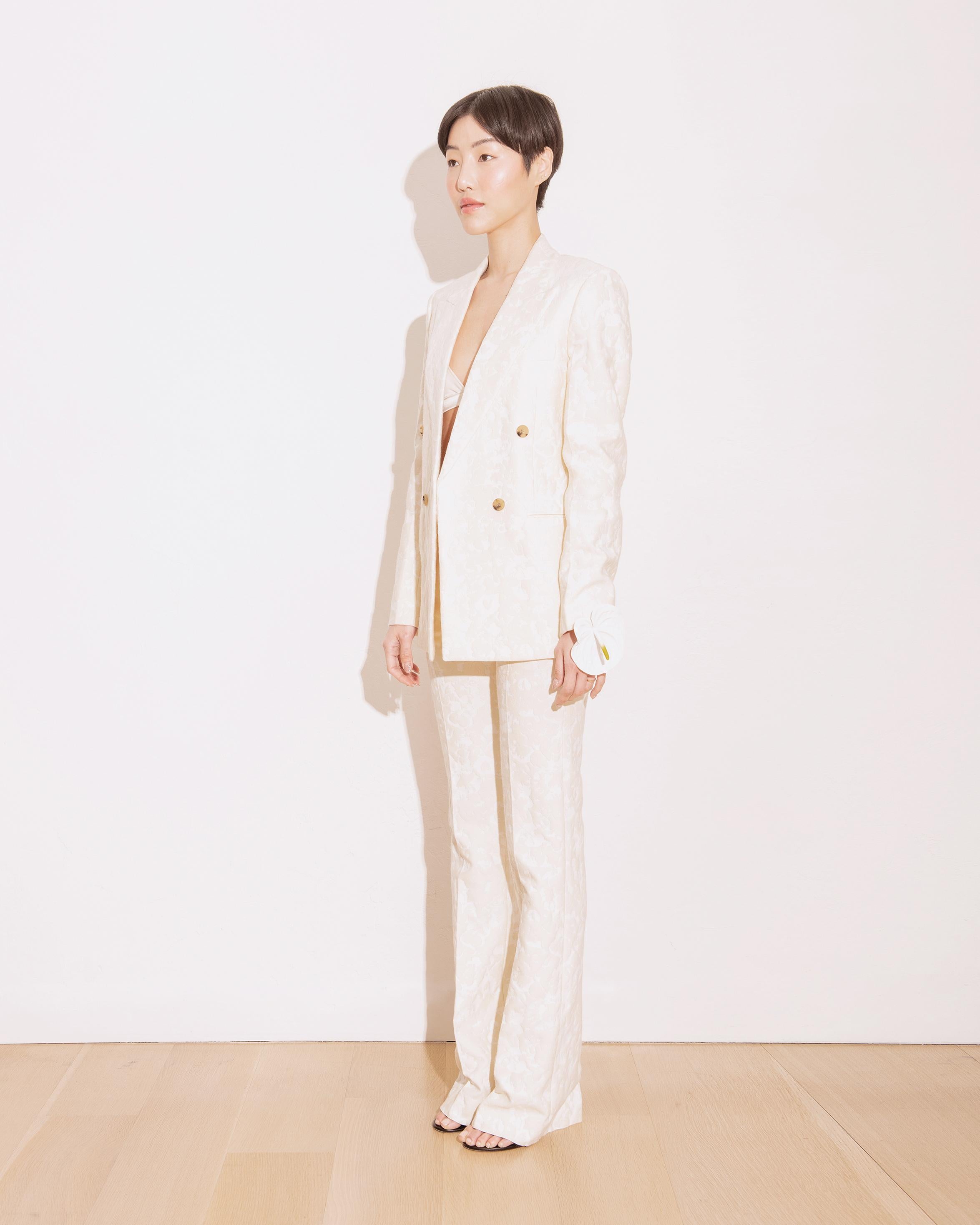 Resort 2013 Old Céline by Phoebe Philo Cream Jacquard Pant Suit Set 11