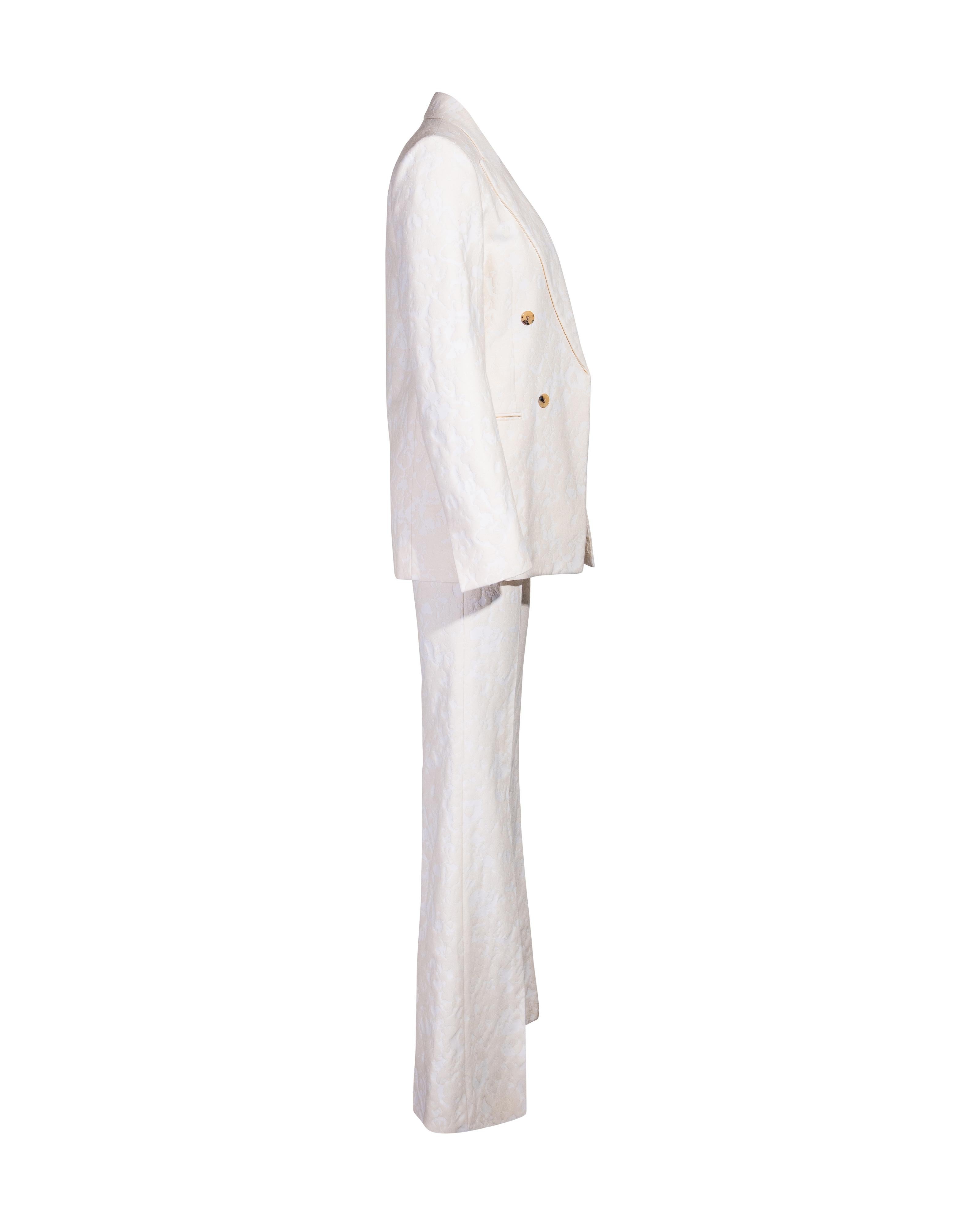 Resort 2013 Old Céline by Phoebe Philo Cream Jacquard Pant Suit Set In Excellent Condition In North Hollywood, CA