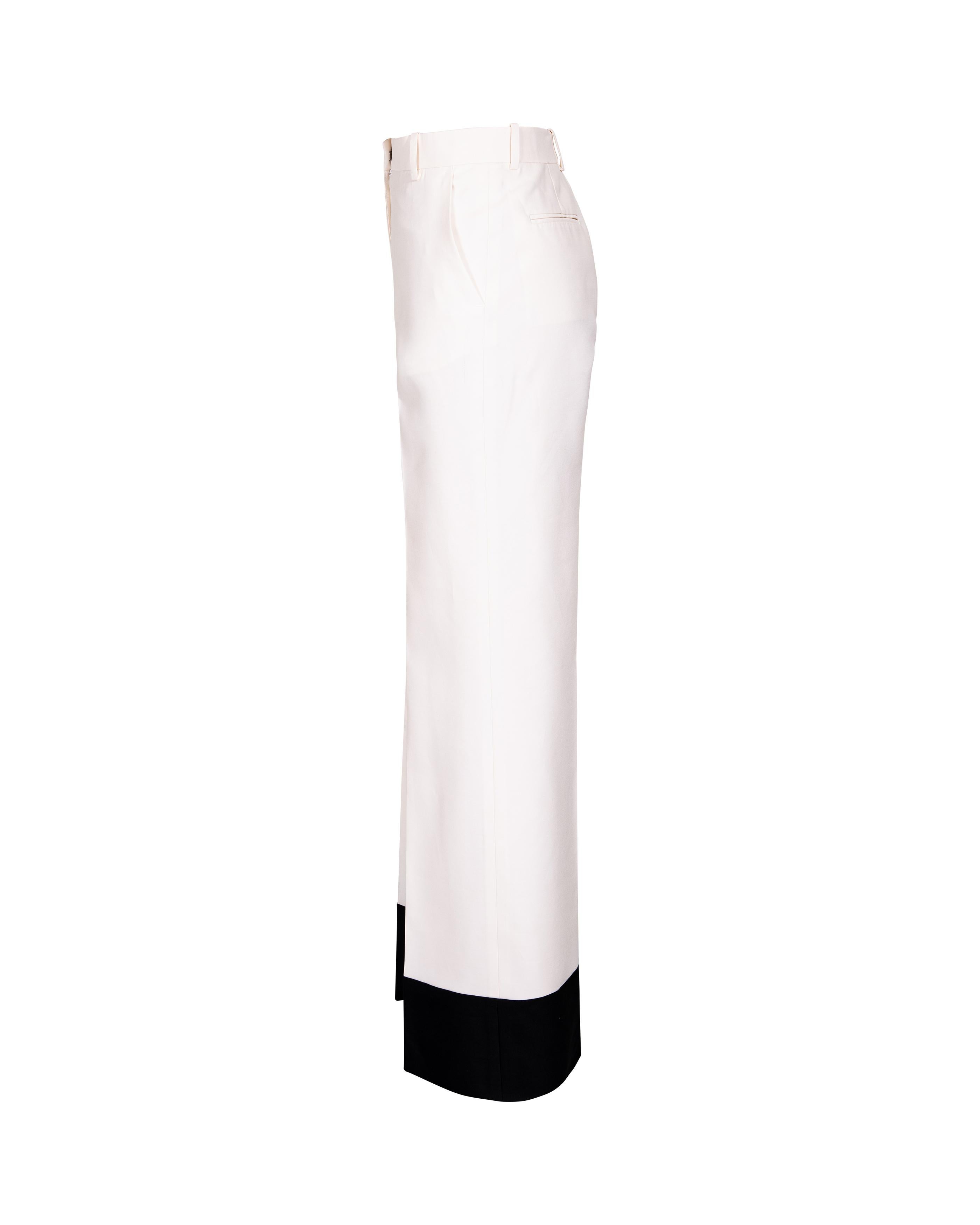 Resort 2013 Old Céline by Phoebe Philo White and Black Color Block Trousers In Good Condition In North Hollywood, CA